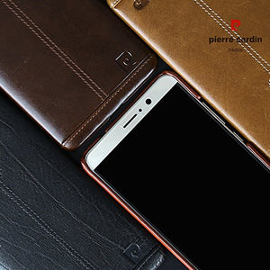 Huawei Mate 9 Case, Pierre Cardin Premium Luxurious Slim Italian Genuine Cow Leather Hard Back Cover Back Case for Huawei Mate 9 (2016), Brown