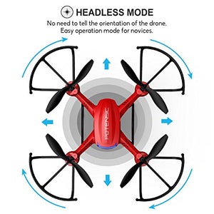 Drone with Camera, Potensic® F181DH RC Quadcopter RTF Altitude Hold UFO with Newest Hover, Stepless-speed Function, 2MP HD Camera, 5.8Ghz FPV LCD Screen Monitor& 3D Flips Function - Red