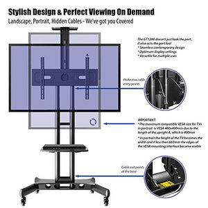 Invision GT1200 ScreenStation Mobile TV Stand Trolley Cart – Anti-Tip & Ultra-Stable – For 32-65 Inch HDR LED & LCD TV Screens - Heavy Duty - Non-Marking Castor Wheels - VESA 400 600 Bracket [GT1200]