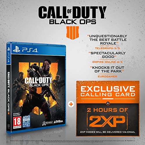 Call of Duty®: Black Ops 4 with 2 Hours of 2XP + an Exclusive Calling Card (Exclusive to Amazon.co.uk) (PS4)