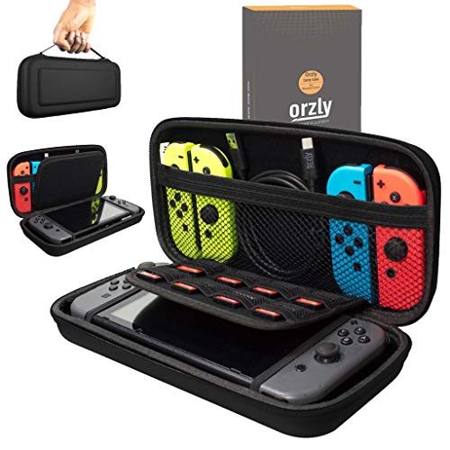 Orzly Carry Case Compatible with Nintendo Switch - Black Protective Hard Portable Travel Carry Case Shell Pouch for Nintendo Switch Console & Accessories