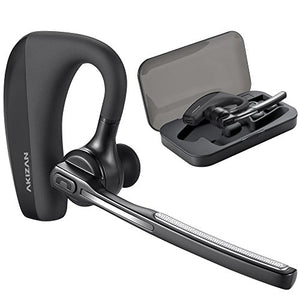 AKIZAN Bluetooth Headset, Wireless Earpiece In-Ear Piece Headphone w/Flip Boom Mic, Noise Canceling, Hands-Free Driving, Blue Tooth Head Set for Cell Phone Compatible w/iPhone Samsung Cellphones