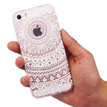 iPhone SE Case, iPhone 5 5s Silicone Case [with Tempered Glass Screen Protector], Yoowei® Crystal Clear Tribal Henna Mandala Floral Totem Series Protective Case for iPhone SE/5/5s