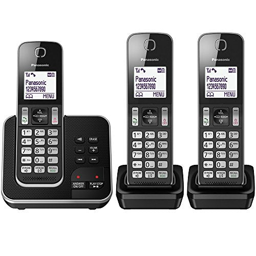 Panasonic KX-TGD323EB Cordless Home Phone with Nuisance Call Blocker and Digital Answering Machine - Pack of 3