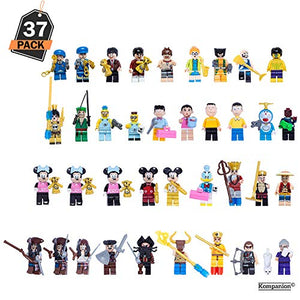 Kompanion 37 Piece Mini Figures Set, Mini Characters Set, Educational Toy, Great Gift for Building Blocks Lovers, Birthdays, Holidays and Parties