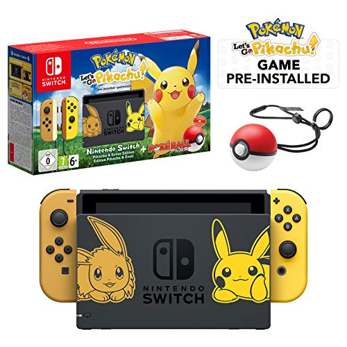Nintendo Switch Let's Go Pikachu Limited Edition Console with Joycon, Pre-Installed Pokémon: Let's Go Pikachu + Pokeball Plus Controller