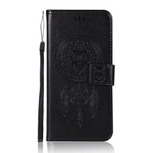 Oukety Huawei P10 Plus Case, Bookstyle Embossing Owl wind chimes Pattern Flip Case Cover with Strap Leather Case Stand Function Credit Card Slots Magnet Closure for Huawei P10 Plus -Black