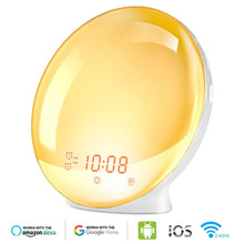 SHIDEDIAN WiFi Smart Wake Up Light, Sunrise Sunset Simulation Alarm Clock, 7 Colors Mood Night Light APP,Voice Control, 4 Sets Alarms, Snooze Function,FM Radio, with Alexa,Google Assistant.