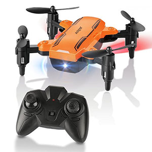FuriBee Foldable Mini Drone, H815 Remote Control Quadcopter RC Drone with LED Night Light 6-Axis Gyro Helicopter - One Key Return Flying UFO Best Gift for Kids, Adults ( Orange )