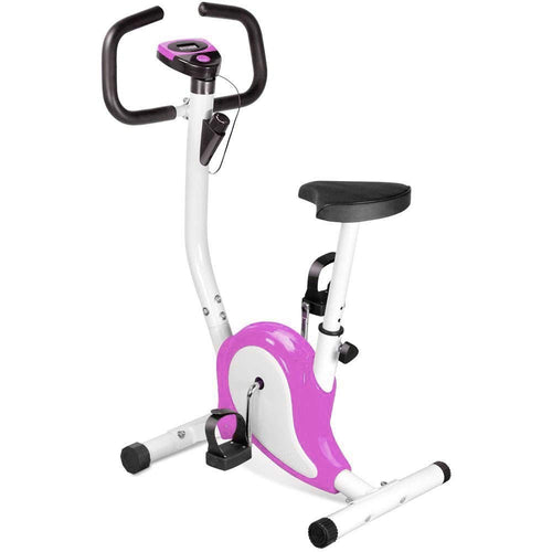 OUTAD Gym Exercise Bike LCD Display Comfortable Sponge Adjustable Height Saddle Indoor Cardio Workout Machine UK BU-pink ...