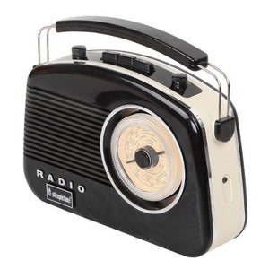 Steepletone Brighton 1950's Portable Retro Style Rotary Radio - Black/Beige