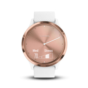 Garmin vivomove HR Hybrid Smart Watch (Small/Medium) - Rose-Gold with White Band