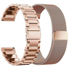 VIGOSS Compatible Galaxy Watch 42mm Straps/Gear Sport Straps, 20mm Solid Stainless Steel Strap Milanese Loop Mesh Bracelet Strap for Gear Sport SM-R600 (Metal Rose Gold+Mesh Rose Gold)