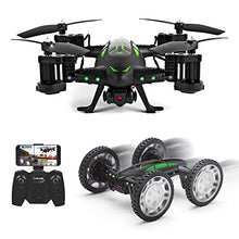 WIFI FPV Version RC Quadcopter Car Drone, DIY 2 in 1 Remote Control Off-road Drone with HD Live Camera APP Control Flying Car with 2 Rechargeable Batteries HD Camera for Beginners Kids Training Quadcopter with Headless