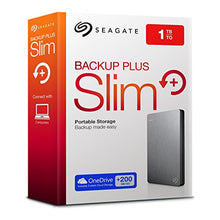 Seagate 1 TB Backup Plus Slim USB 3.0 Portable 2.5 Inch External Hard Drive for PC and Mac with 2 Months Free Adobe Creative Cloud Photography Plan - Silver