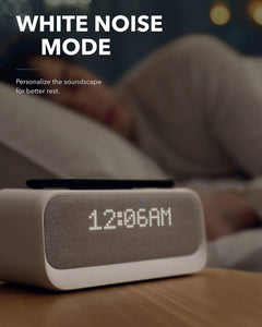 Bluetooth Speaker, Soundcore Wakey Bluetooth Speaker Powered by Anker with FM Radio, Alarm Clock, White Noise, Stereo Sound, Qi Wireless Charger with 7.5W/10W Fast Wireless Charging for iPhone/Samsung