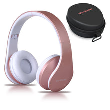 Wireless Bluetooth Over Ear Stereo Foldable Headphones,Wireless and Wired Mode Headsets with Soft Memory-Protein Earmuffs,Built-in Mic for Mobile Phone PC Laptop(Rose)