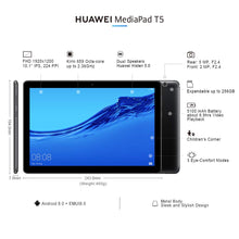 HUAWEI MediaPad T5 - 10.1" Android 8.0 Tablet, 1080P Full HD Display, Kirin 695 Octa-Core Processor, RAM 4GB, ROM 64GB, Dual Stereo Speakers, 5100mAh Large Battery, Black