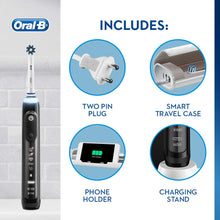 Oral-B Genius 9000 CrossAction Electric Toothbrush, 1 Black App Connected Handle, 6 Modes with Sensitive and Gum Care, Pressure Sensor, 4 Toothbrush Heads, 1 USB Travel Case, 2 Pin UK Plug