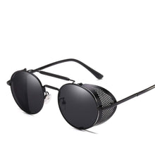Daawqee NEW Retro Steampunk Sunglasses Round Designer Steam Punk Metal Shields Sunglasses Men Women UV400 Gafas De Sol Coffee w brown