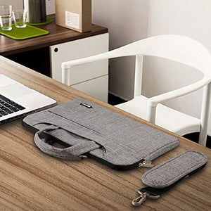 Qishare Laptop Case, Laptop Shoulder Bag, Multi-functional Notebook Sleeve, Carrying Case With Strap for Chromebook Macbook HP Stream Samsung Acer Asus Dell Lenovo (15.6-16'', Gray lines)