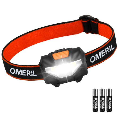 OMERIL LED Head Torch, Lightweight COB Headlamp with 3 Modes, IPX4 Waterproof, Super Bright 150 Lumens LED Headlight for Kids&Adults, Running, Fishing, Camping, Hiking, DIY[3*AAA Batteries Included]