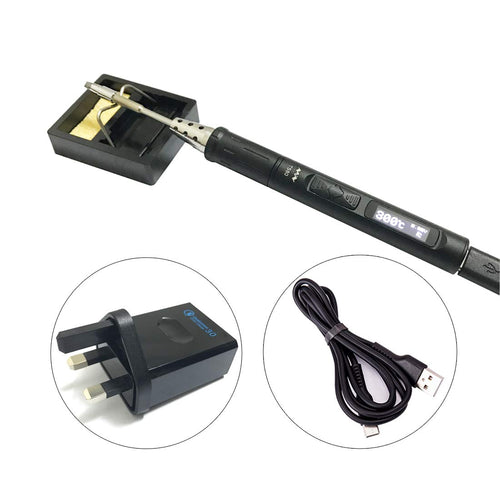 GoBuying TS80 Upgraded 9V Type C USB Original Digital OLED Programmable Pocket-Size Smart Mini Portable Soldering Iron Station Kit【D25 Tip + UK Power Supply】