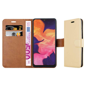 For Samsung Galaxy A10 Case, Wallet Book [Stand View] Card Case Cover Magnetic Closure [Kickstand] Full Protection Premium Leather Folio Case Compatible with Samsung Galaxy A10 Phone Cover (Gold)