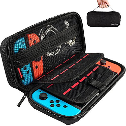 Carrying Case for Nintendo Switch with 20 Game Cartridges, Protective Hard Shell Travel Carrying Case Pouch for Nintendo Switch Console & Accessories, Black