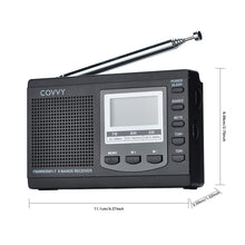 COVVY AM/FM SW1-7 9 Band Portable Radio Receiver with Loud Speak and Earphone, Excellent Reception 12/24H Time Display Digital Radio, Backlight, Sleep, Ascending Alarm, Battery Operated