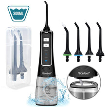 Water Flosser for Teeth, Nicefeel Portable Oral Irrigator Water Dental Flosser IPX7 Waterproof 300ML 3 Modes 4 Jet Tips Deep Clean Helps Whiten Teeth, USB Rechargeable for Travel with FDA Approved