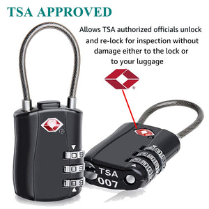 Suitcase Locks BeskooHome Luggage Locks - TSA Approved Luggage Locks, Zinc Alloy Security Padlock, 3-Dial Combination Padlock for Luggage, Suitcases, Backpacks, Duffle Bag Laptop Camera Bag - 2 Pack