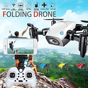 Bluester S9 6-Axis Altitude Hold 0.3MP HD Camera Foldable WIFI RC Quadcopter Pocket Drone (White)