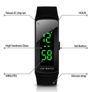 LED Watch Fashion Sport Waterproof Digital Watch for Boys Girls Men Women Bracelet (A-Black)