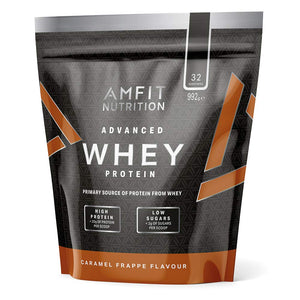 Amazon Brand- Amfit Nutrition - Advanced Whey Protein Powder Caramel Frappe, 32 Servings, 992 g