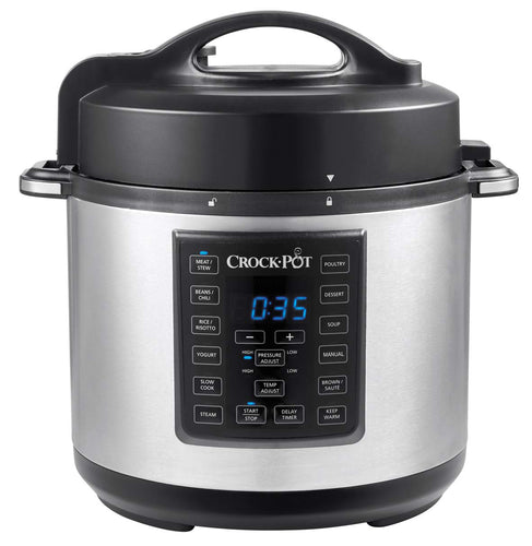 Crock-Pot Express Pressure Cooker CSC051, 12-in-1 Programmable Multi-Cooker, Slow Cooker, Steamer and Saute, 5.6 Litre, Stainless Steel