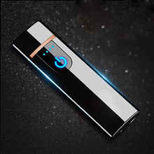 Wiber Rechargeable USB Electronic Lighter Windproof Touching Fingerprint LED Sensor Screen Double-sided Ignition Flameless Lighter for Candle, Cigarette