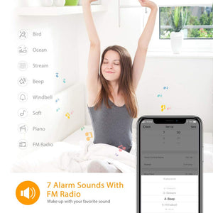 SHIDEDIAN WiFi Smart Wake Up Light, Sunrise Sunset Simulation Alarm Clock, 7 Colors Mood Night Light APP,Voice Control, 4 Sets Alarms, Snooze Function,FM Radio, with Alexa,Google Assistant.