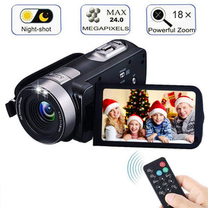 Digital Camcorder with IR Night Vision, iBacakys Portable Mini Handheld Video Camera 24.0 Mega Pixels DV 3" LCD Screen 18X Digital Zoom ((Two Batteries Included)