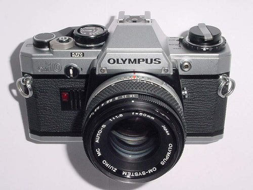 Olympus OM10 SLR 35mm Analogue Film Camera & Olympus 50mm F/1.8 Lens Included - Serviced.