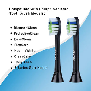 Replacement Toothbrush Head for Philips Sonicare ProtectiveClean 6100, Fit DiamondClean, EasyClean, HealthyWhite, Gum Health, HX6064 - Black Brush Heads by HSYTEK