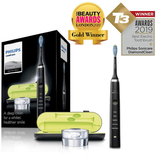Philips Sonicare DiamondClean Electric Toothbrush, 2019 Edition, Black (UK 2-pin Bathroom Plug with USB Travel Charger)