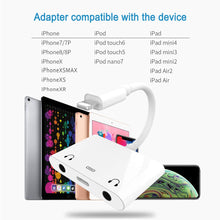 3 in 1 Dual 3.5mm Audio Adapter Audio Charging Converter Splitter Earphone Jack Audio Charger Cable For Phone X 8 8plus 7 7Plus 6 6Plus For Pad Air/Pro-White