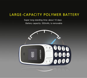 Worlds Smallest Mini Mobile Phone Bluetooth Dialer Supports Dual SIM Card Blue