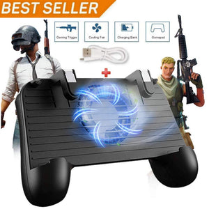 Mobile Game Controller for PUBG 5-in-1 Upgrade Version Gamepad Shoot and Aim Trigger Phone Cooling Pad Power Bank for Android & IOS Fortnite/Knives Out (Mobile Game Controller，)