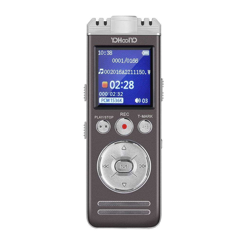 YOHOOLYO Digital Voice Recorder Portable Dictaphone Rechargeable with MP3 Music Player Multi-Function