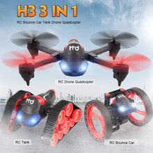 Goolsky H3 2.4GHz 3 in 1 480P Wifi FPV Camera RC Bounce Car Tank Drone G-sensor One Key Return Quadcopter RC Toy Kids Gift