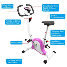 OUTAD Gym Exercise Bike LCD Display Comfortable Sponge Adjustable Height Saddle Indoor Cardio Workout Machine UK BU-pink ...