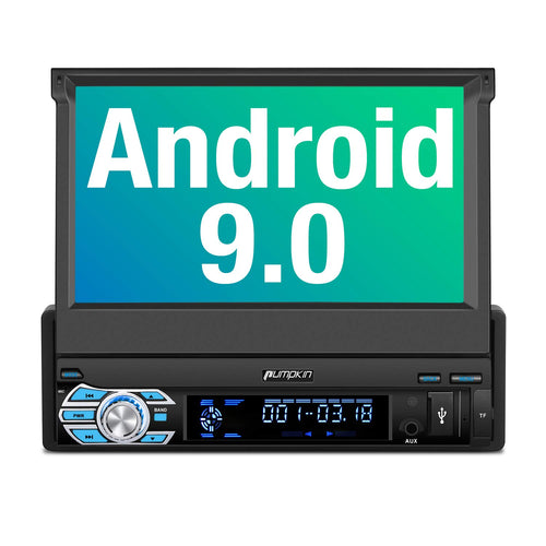 PUMPKIN Android 9.0 Single Din Car Stereo Bluetooth Support GPS Navigation DAB+ WIFI Android Auto USB SD DSP with 7 Inch Adjustable Touch Screen