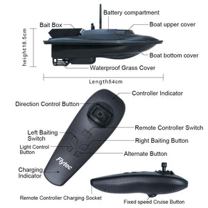 Flytec 2019 Latest Release Fishing Bait Boat Multifunctional Remote Control 1.5kg Loading - 2pcs Fish Tanks - Double Motor -500M/1640FT Remote Control RC Fish Bait Boat (Carbon Fiber)